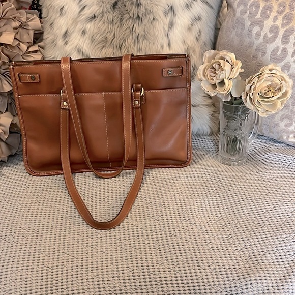 Patricia Nash Tan Light Cognac Brown Leather Olivenzia Tote Bag - Picture 3 of 16